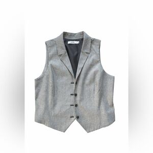 JustFab Gray Textured Button Front Vest